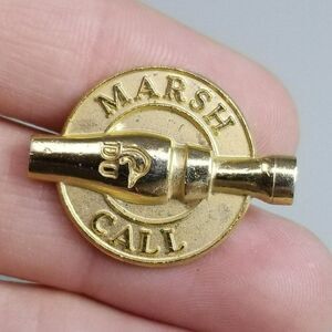 Vintage Ducks Unlimited Marsh Call Gold Tone Lapel Pin Brooch, Hunting Birds